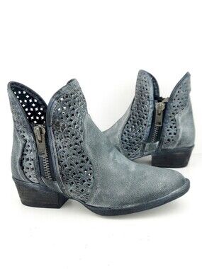 Corral Circle G Gray Distressed Cutout Ankle Booties NWOT